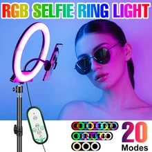 

RGB Selfie Lamp Circle Fill Light 5V Ring Live Dimmable Bulb Light 72 102 126leds LED Neon Light USB For Live Video Streaming
