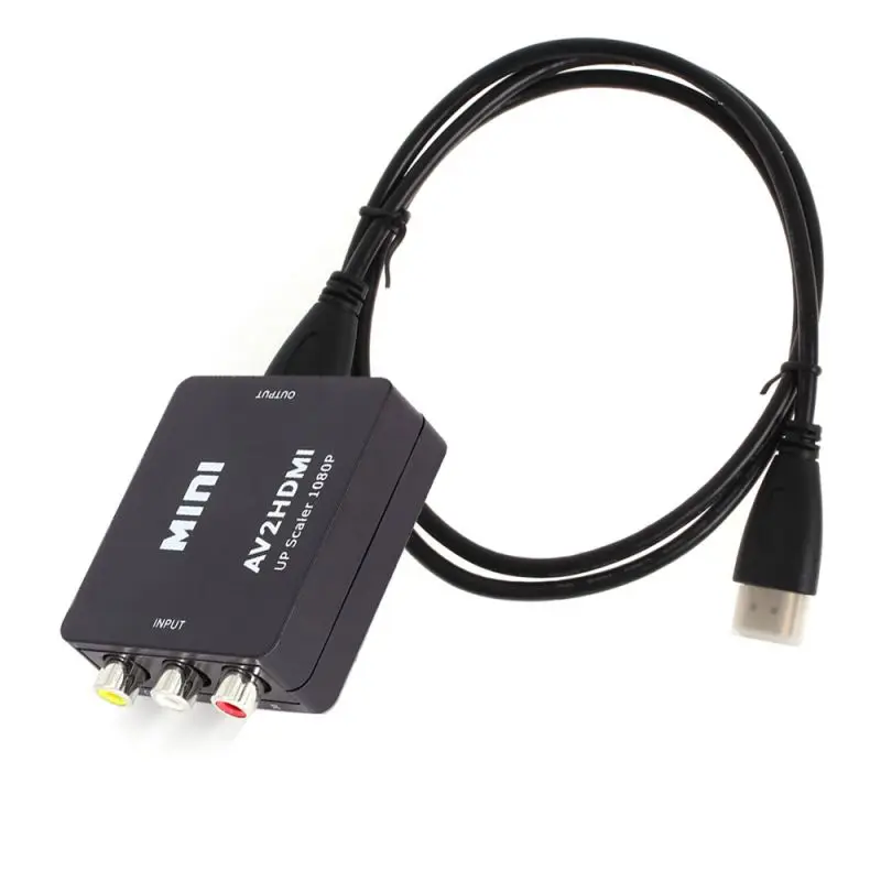 Powered AV / 3 RCA To HDMI Converter Composite Audio Video A/V CVBS Adapter Box With Power Upscaler 1080P 720P |