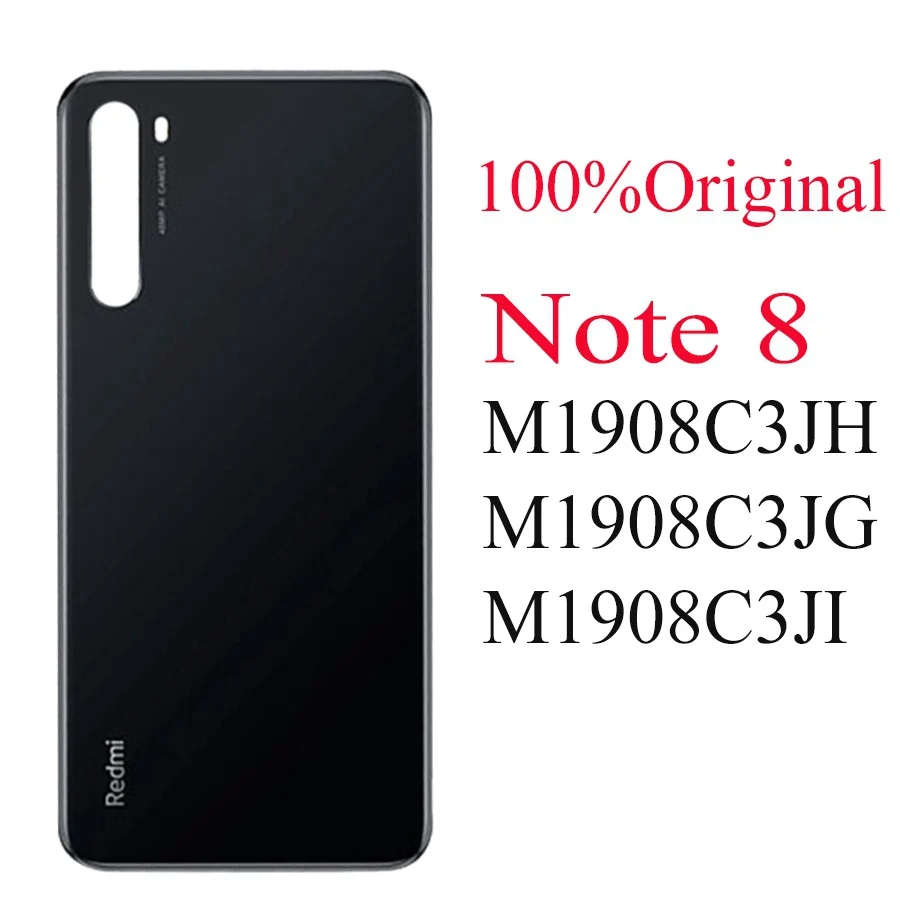 Black Global Чехол для Xiaomi Redmi note 8, задняя крышка для батареи, стеклянный чехол для двери, задняя крышка для Redmi note 8, крышка для батареи, стекло для Note8 - Цвет: Black Global