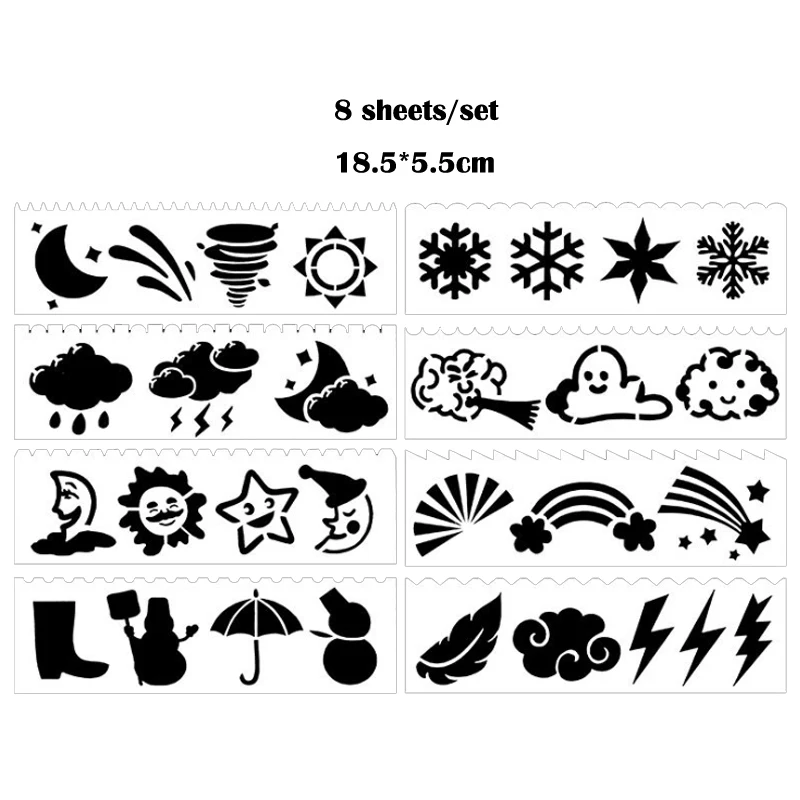 

8pc Snowflake Cloud Painting Stencil Bullet Journal Stencils DIY Scrapbooking Album Decorative Accessories Drawing Template