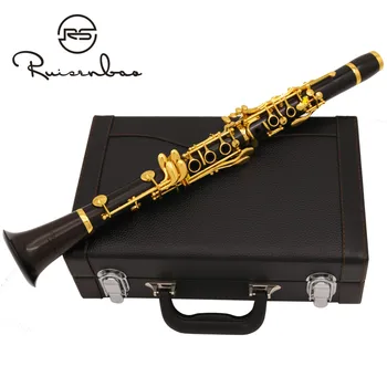 

Professional Performance Level Clarinet C Tone 17 Keys Ebony Wood Gold Plated With Case Free Shipping