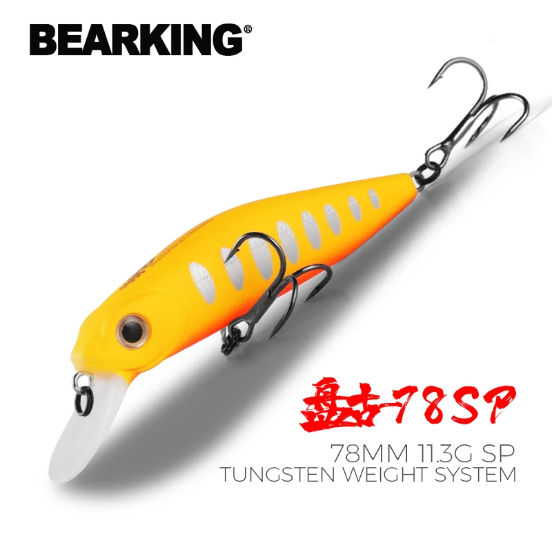 BEARKING 78mm 11.3g dive 1.3-1.7m SP Tungsten system fishing lures minnow crank wobbler quality fishing tackle hooks fishing lure