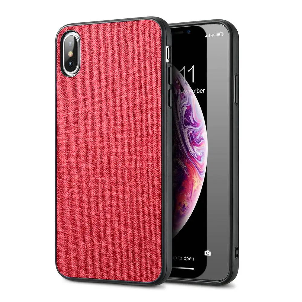 Red Роскошный тканевый текстурный чехол для iPhone XR XS Max X 11 Pro, мягкий ТПУ чехол для телефона чехол для iPhone 5 5S SE 6 6S 7 8 Plus - Цвет: Red