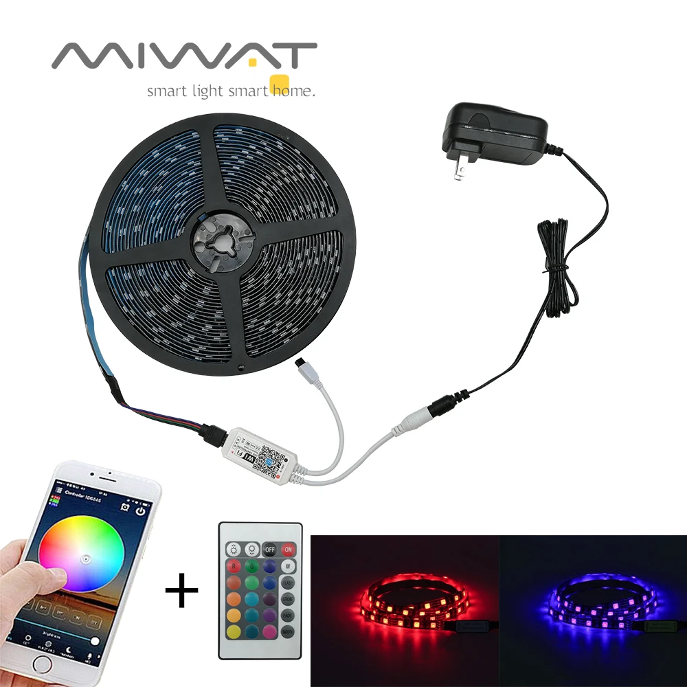 

5M/10M LED Strip SMD5050 RGB LED Strip Light IP65 RGB led Ribbon Tape Remote WIFI Bluetooth Controller 12V Power Adapter Kit