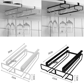 

Wine Glasses Holder Bartender Stemware Hanging Rack Under Cabinet Stemware Organizer Glass Goblet Iron Rack Bar Tool