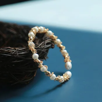 

Handmade Natural Fresh Water Pearl Adjustable Bangle For Women Wedding Party Jewellery Bransoletka Armband