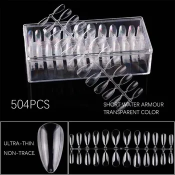 

Popular 504 Pieces Non-trace Nail Tip Full Stick Short Version Rounded Square False Nail Tips Manicure Fake Nail Droplet Tips
