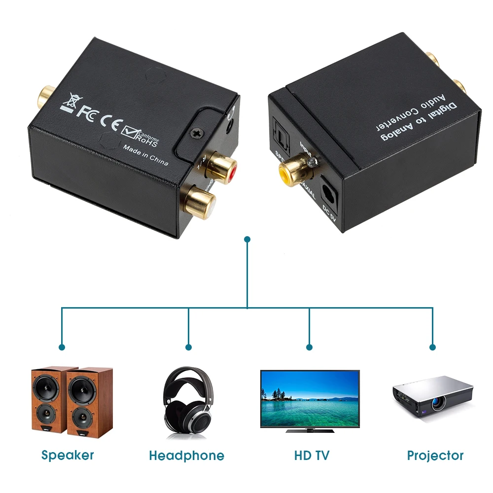 3,5 мм оптический цифровой стерео аудио S/PDIF Toslink коаксиальный сигнальный аналог преобразователь DAC разъем 2* усилитель RCA аудио декодер адаптер