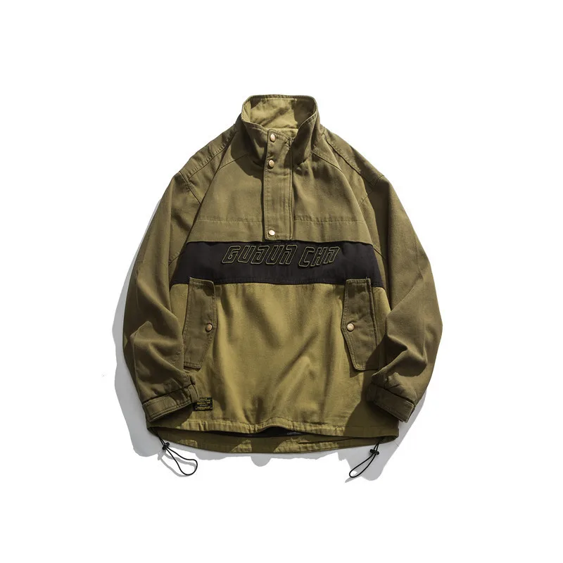 

Tang Mu Cool 20 Spring Pullover Jacket Men's Stand Collar Raincoat Jacket Popular Brand Function-Style Loose-Fit INS Versatile C