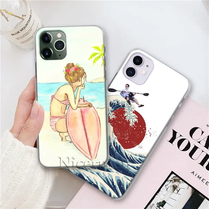 Летний Пляжный чехол для серфинга, телефона, чехол для Apple iPhone X XR XS 11 Pro Max 7 8 6 6s Plus 5 5S, Жесткий Чехол