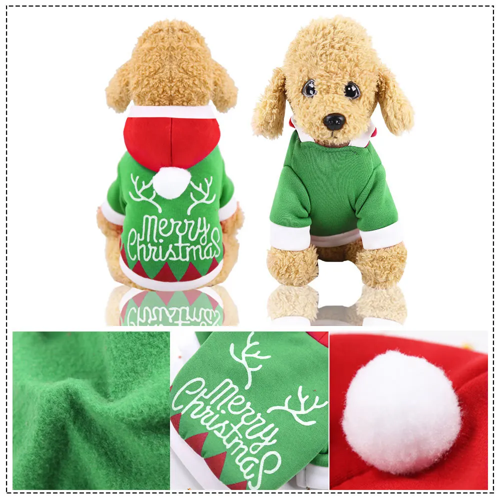 Новогодняя и Рождественская Милая толстовка с капюшоном для собак, зимняя одежда для собак, пальто, куртка, хлопковая одежда для собак, одежда для домашних животных, мопс