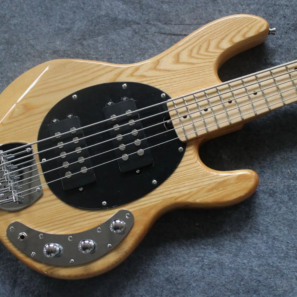 

Natural elm body great sound music 5string bass guitar guitarra string through body 5 string electric bass guitar chrome hardware