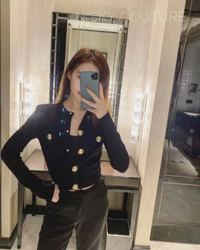 

2020 casual women golden button knitted cardigans coat for ladies sweater 2 color ddxgz2v 8.26