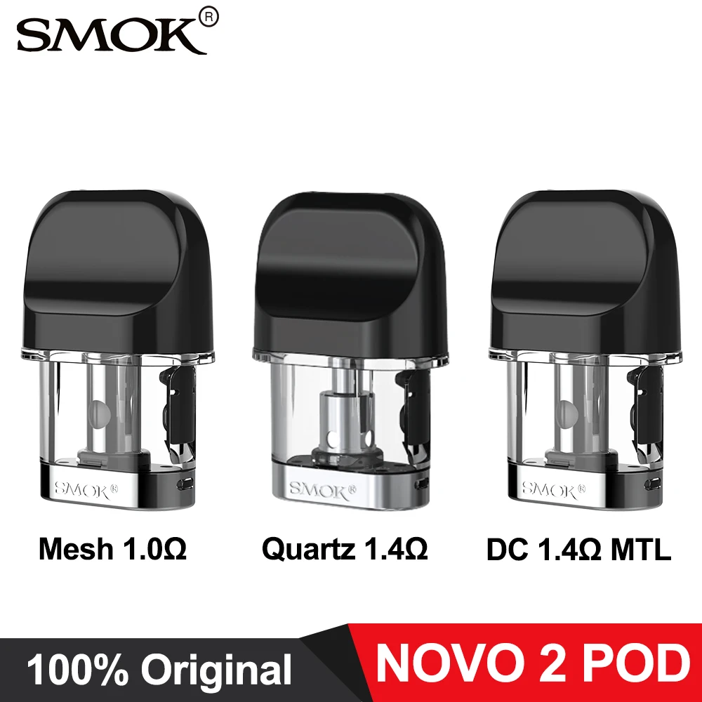 

SMOK Novo 2 Pod 2ml Vape pod Cartridges with 1.0ohm Mesh 1.4ohm DC MTL & 1.4ohm Quartz Coil For Novo 2 Kit & Novo Kit 3pcs/pack