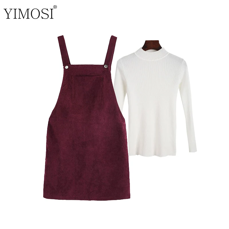 Женский вязаный свитер и вельветовое платье комплект из 2 предметов повседневный