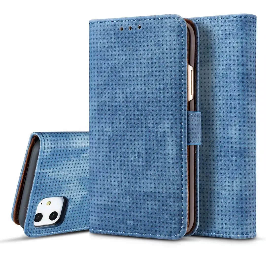 Blue Ретро сетчатый кожаный чехол для iPhone 11 Pro Max 11pro XS Max XS XR 6 6s 7 8 Plus X Чехол-книжка с бумажником чехол s подставка держатель Funda - Цвет: Blue