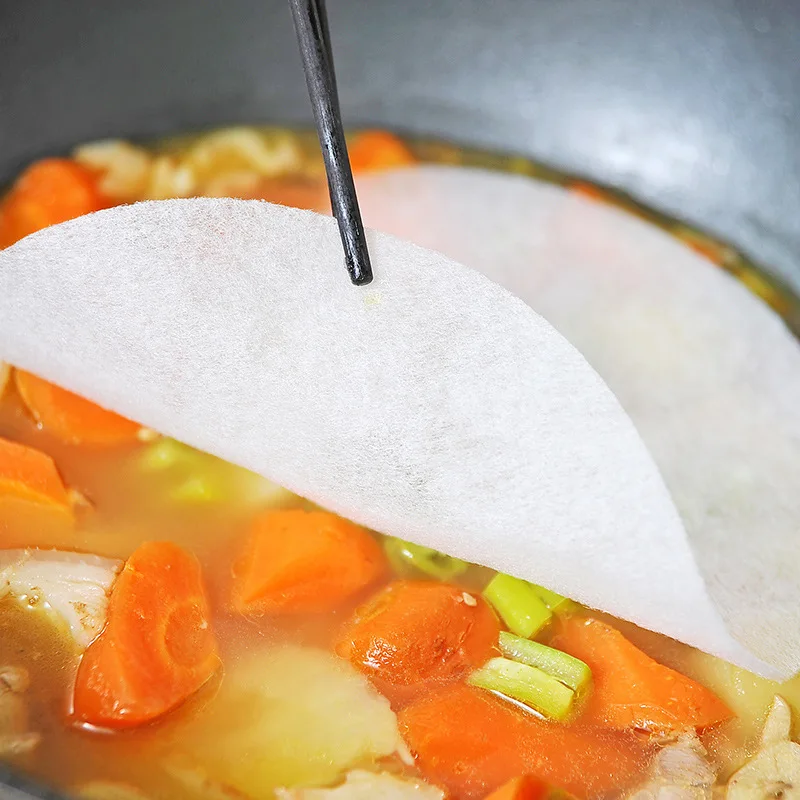 

12PCs Soup Oil Absorbing Film Non-Woven Fabric Food Soup Oil Absorbing Film Baking Papers Kitchen Tool Oil Absorbing Paper