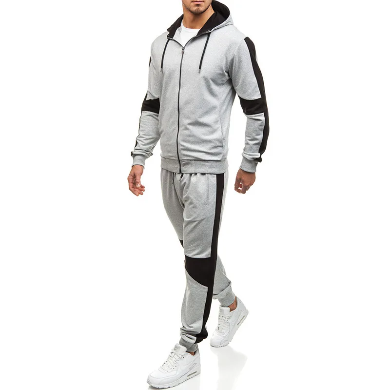 

Spring And Autumn New Style Europe And America Men Zipper Hooded Long-sleeve Sweater Set Large Size Loose-Fit Outdoor Fitness At