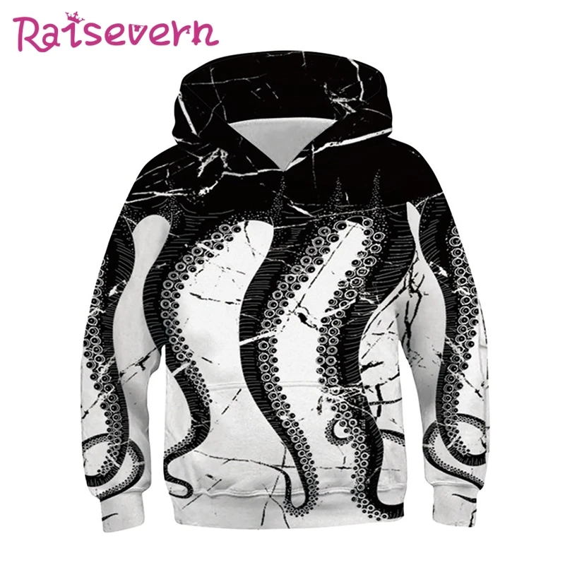Raisvern/Детские толстовки с капюшоном с 3D принтом; толстовки с капюшоном с принтом; детские толстовки с капюшоном забавного дизайна; детская одежда; весна г
