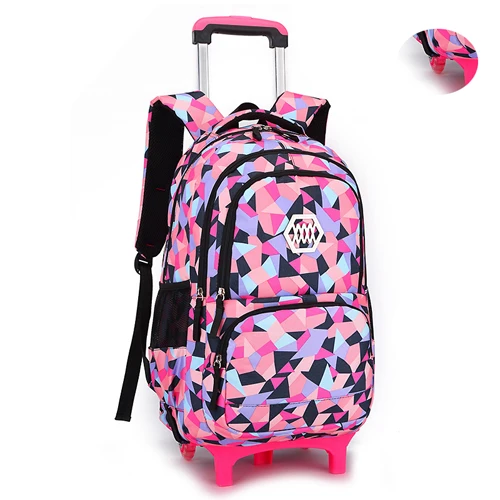 Лидер продаж Съемный Детский Школьный рюкзак с 2/6 колесами для девочек, детская сумка на колесах, рюкзак для путешествий - Цвет: Черный