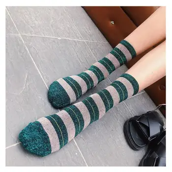 

Women Solid Metallic Lurex Striped Ankle Socks Girls Shinny Glitter Stripes Short Socks Female Summer Socks 5 Pairs/lot AL210SC