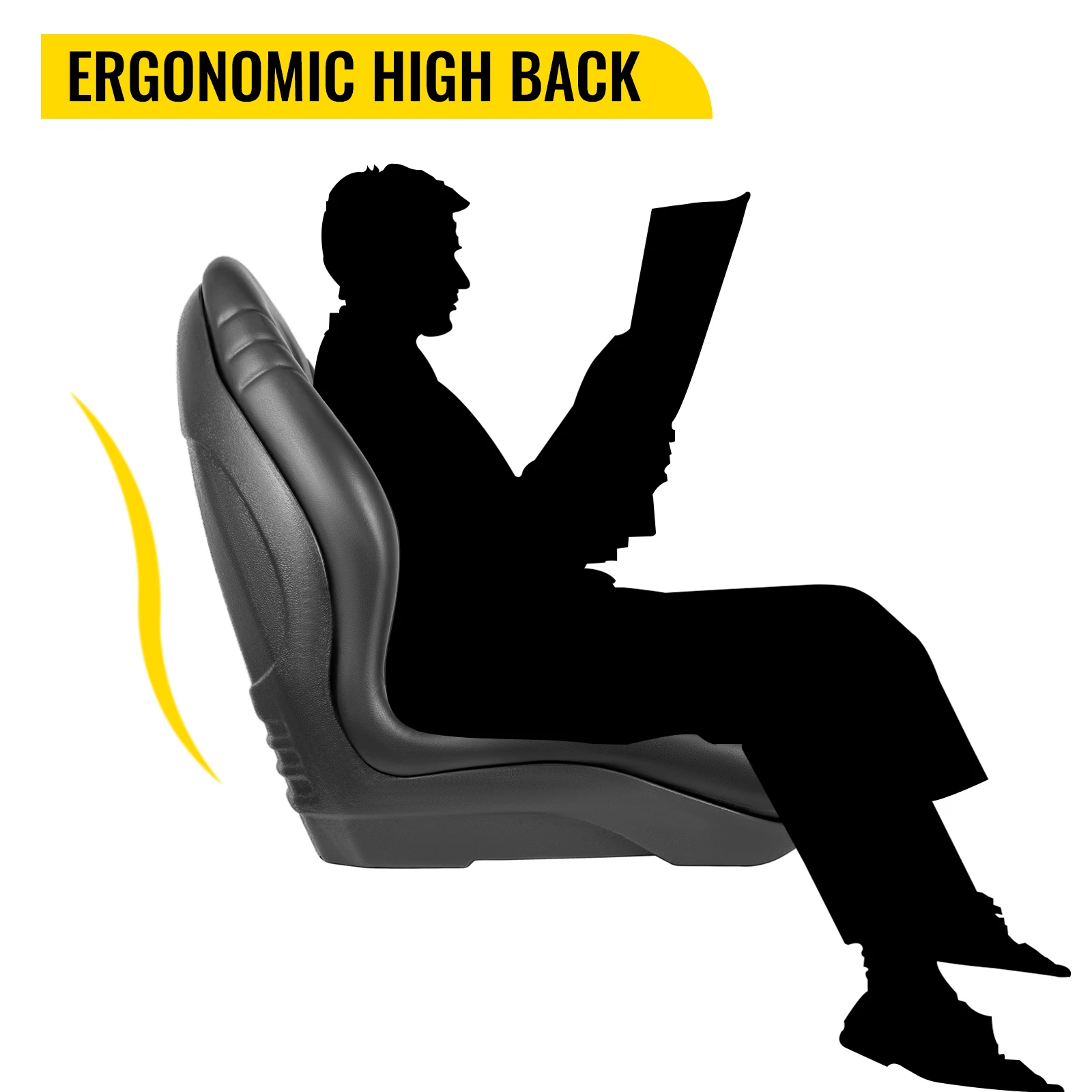 SucceBuy Forklift Seat Replacement Pair 2 High Back Seat Tractor Seat Durable Vinyl Cover for Mower Excavator Wheel Loader Dozer