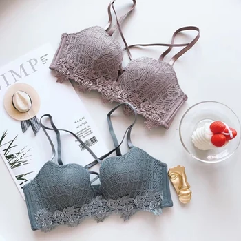 

Comfortable Sexy Bra Set Fashion Lace Cross Hollow Bras Women Wire Free Bra Underwear Set