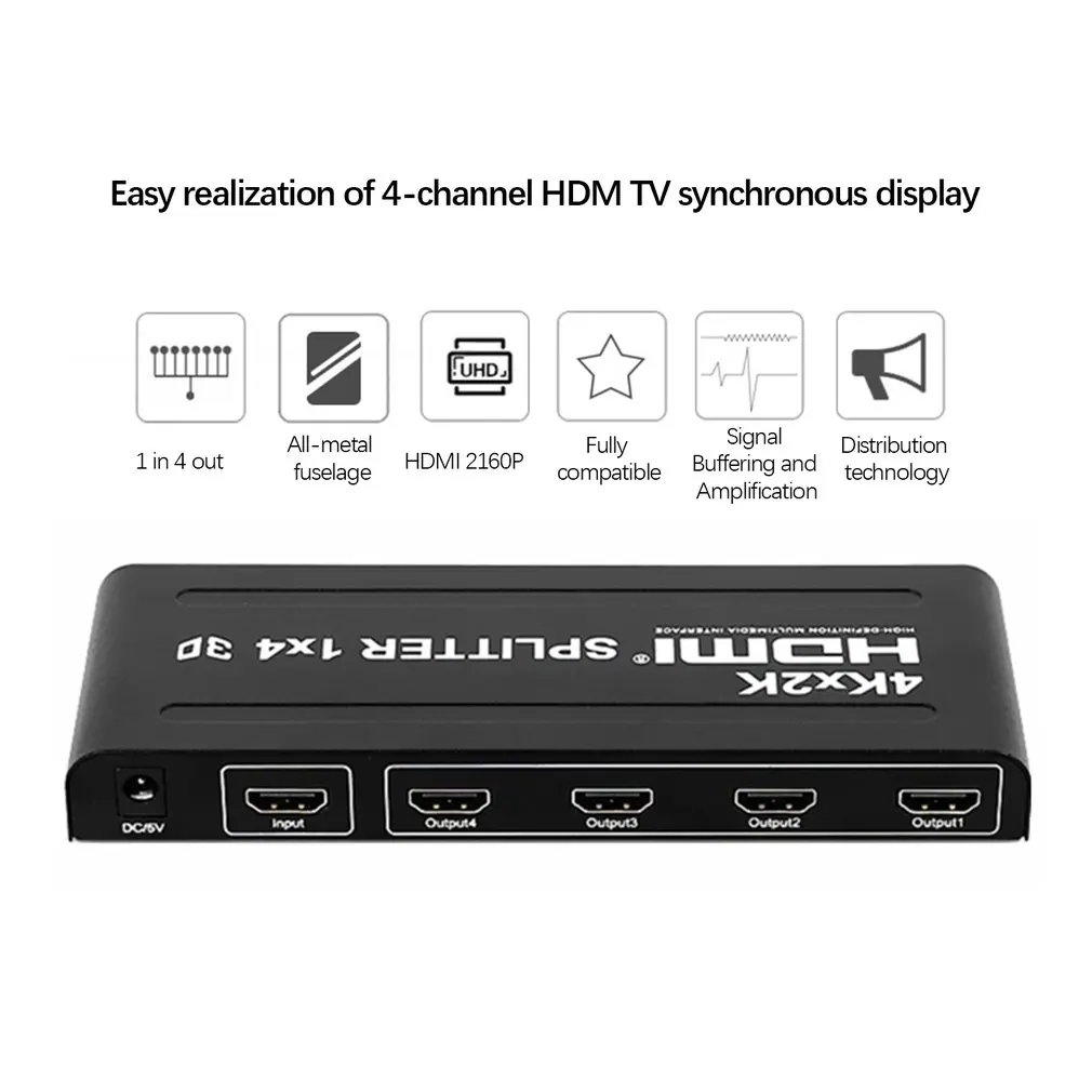 Full HD HDMI сплиттер 1X4 4 порта концентратор ретранслятор усилитель v1.4 3D 1080p 1 в 4 из