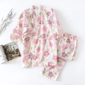 

Japanese Pajamas Sets Yukata Maternity Nursing Kimono Suits Cotton Robes Nightgown Sleepwear Bathrobe Leisure Homewear Lounge