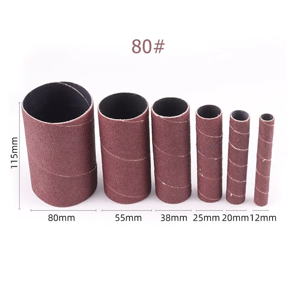 6pcs 4.5 Sanding Paper Drum Sleeves Kit Polishing Wheels 80# 120# Hand Abrasive Tools Woodworking Sandingpaper 307 pieces drum sander set sanding drum kit 300 pieces 80 120 240 sanding band sleeves 6 pieces drum mandrels for dremel