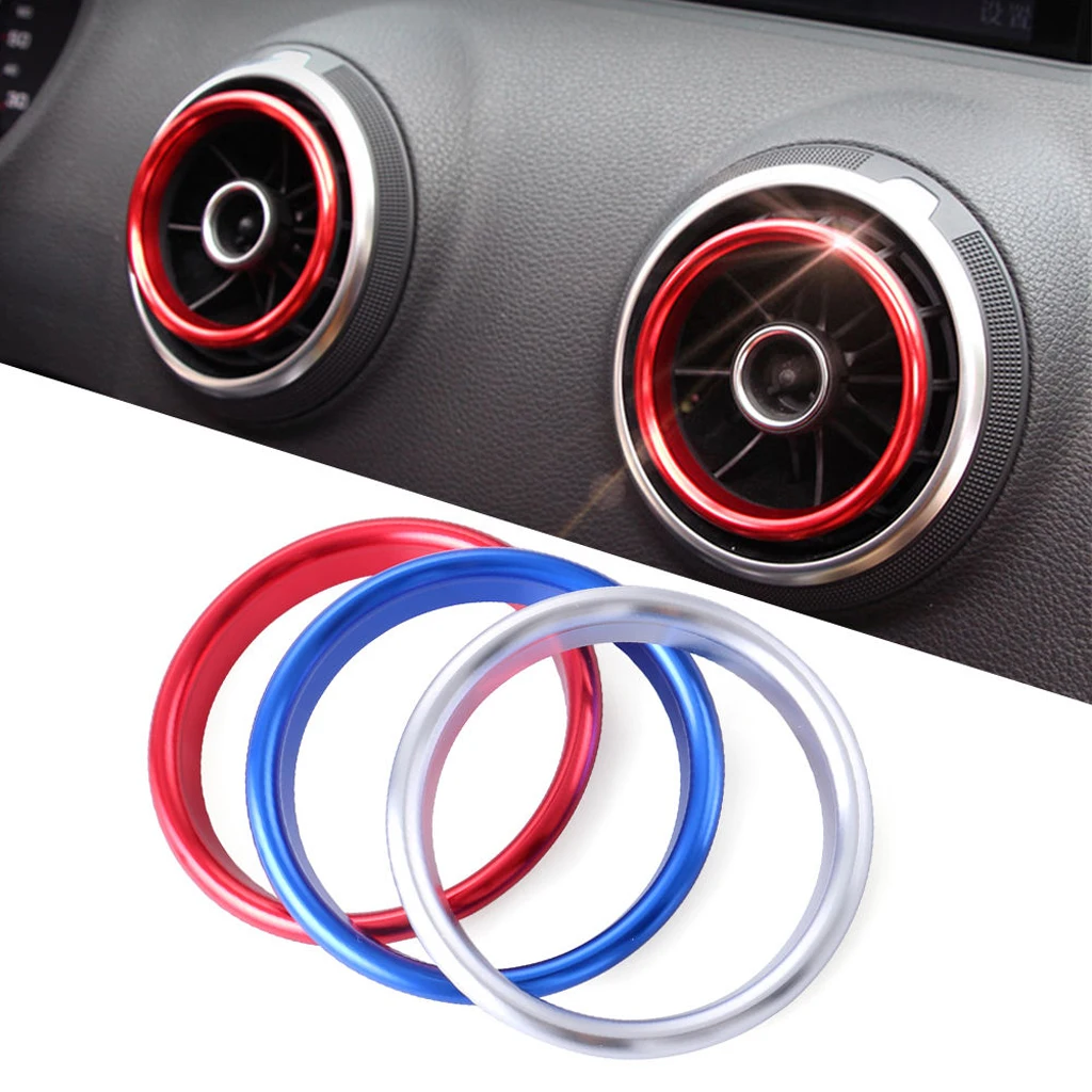 4× Aluminum Air Vent Outlet AC Inner Outer Ring Trims For Audi A3 S3