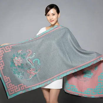 

Plus Size New Winter Warm Scarf For Women/Lady Soft Cashmere Pashmina Shawls Print Flower Two Side Cashmere Female Wraps Capes