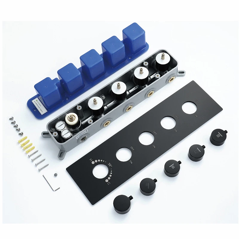 Black Bathroom Vertical  Shower Board  Faucet Thermostatic Brass Diverter Valves Shower Controller Bath Shower Accessories