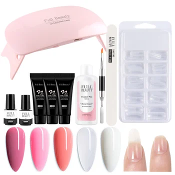 

10pcs Manicure Set Polygel Nail Extension Kit with UV Lamp Acrylic Quick Building Gel Polish Nail Cleaner Degreaser Tool LA1792