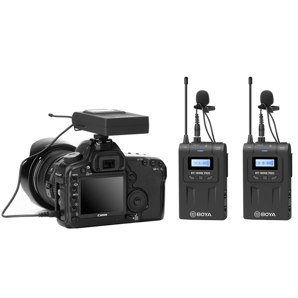 BOYA BY-WM8 Pro UHF беспроводной микрофон Двухканальный для Canon Nikon sony DSLR камеры видеокамеры ENG фильм Vlog видео микрофон