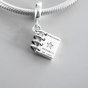 

Authentic S925 Charm Passport Republic of Love Dangle Charm fit Lady Bracelet Bangle DIY Jewelry