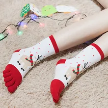 Рождество Unisec печать многоцветные Носки пять пальцев хлопчатобумажные забавные Носки смешные Носки Харадзюку женщин мужчин унисекс Носки