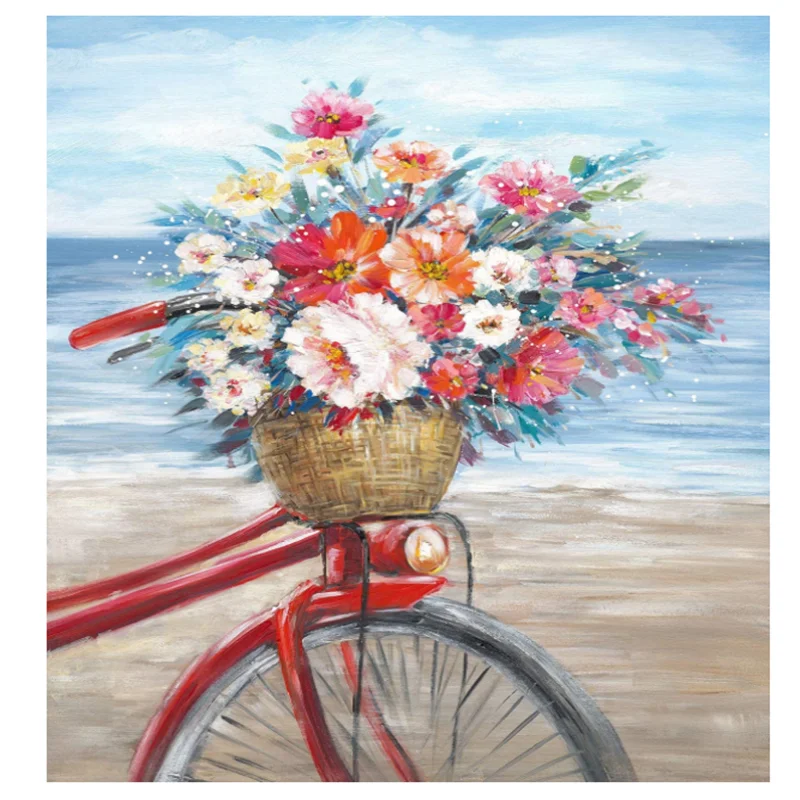 Diy塗料番号でアクリルデッサンアートセット大人のための初心者 アクリル塗装装飾絵画ロマンチックな花自転車 Paint By Number Aliexpress