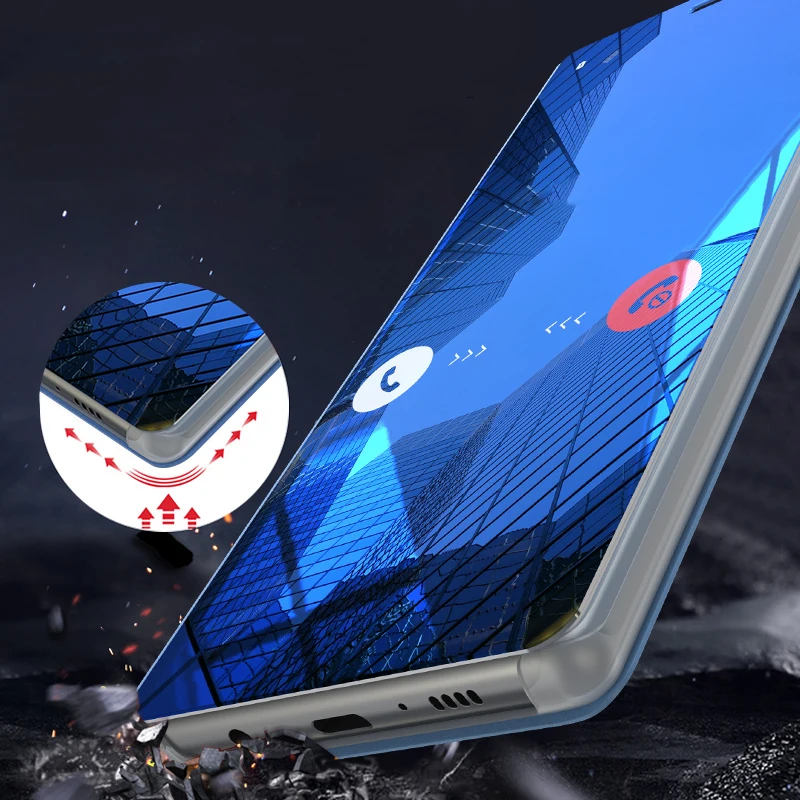 Умный зеркальный чехол для samsung Galaxy A50, чехол для телефона s A40, A60, A70, A80, A90, роскошный кожаный чехол с откидывающейся крышкой 360