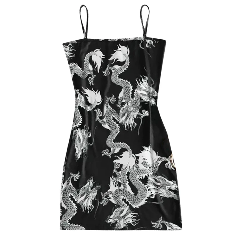 2020 New Summer Women Dragon Pattern Sleeveless Split Hip Slender Slim Fit Sexy Print Dress сарафаны женские летние motel rocks 2020 New Summer Women Dragon Pattern Sleeveless Split Hip Slender Slim Fit Sexy Print Dress сарафаны женские летние motel rocks