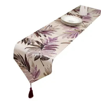

1pc Multi Color Leaves Table Runner with Tassels for Dining Table Decoration 13x63in