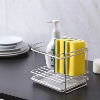 

Storage Shelf Sponge Holder Soap Draining Sink Rack Kitchen Organizer Soap Dishcloth Brush Organizer Rack Metal Storage Basket