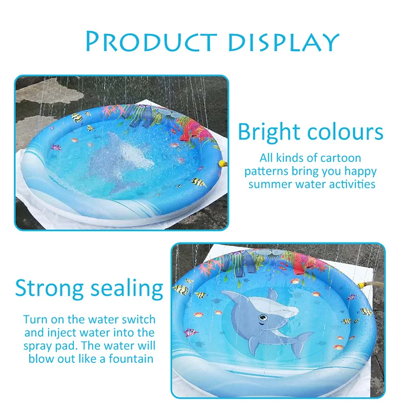 Swimming Mat Kids Water Sprinkler Splash Play Mat Shallow Toddler Pool Bathroom Outdoor Beach Pad Kids 5