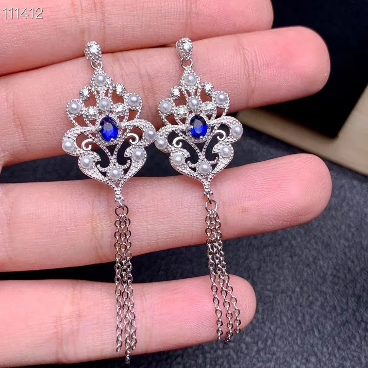 

Luxurious evening banquet exclusive Natural sapphire Necklace beautiful, noble and dignified, 925 silver material.