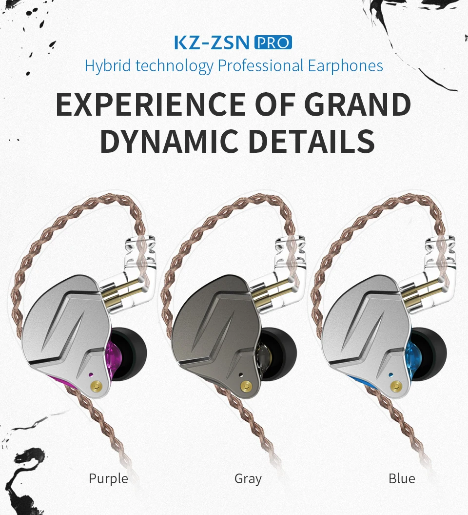 KZ ZSN Pro Metal Headset 1BA+1DD Hybrid Technology Wired Headphones With Microphone In-Ear Monitor Sport HiFi Earbuds Earphone