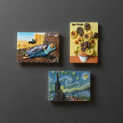 Ван Гог краска холодильник магнитные наклейки Европейский скандинавский креативный холодильник декоративные мультфильм милые магнитные наклейки