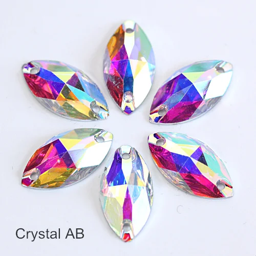Crystal AB Наветт маркиза Смола пришить стразы Красочные стразы Лошадь глаз Швейные стразы одежды Y2920 - Цвет: Crystal AB
