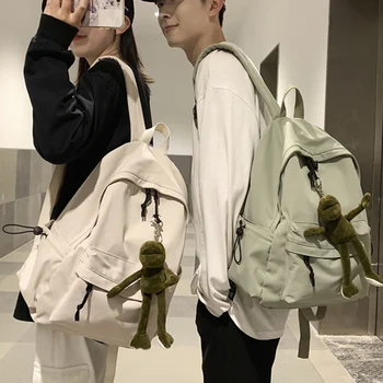 

2020 new products Both boys and girls Large capacity Backpack Korean Pure color Fashion Waterproof travelling bag Canvas bag