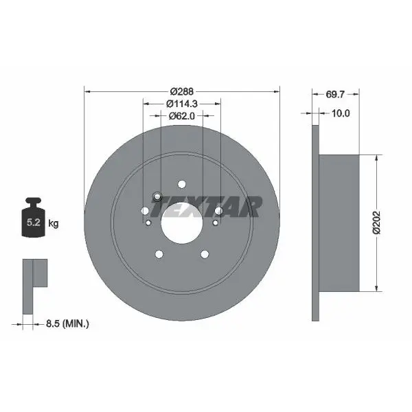 Диск тормозной заднийLexus RX 300 03 TEXTAR 92171603|Тормозной цилиндр| |