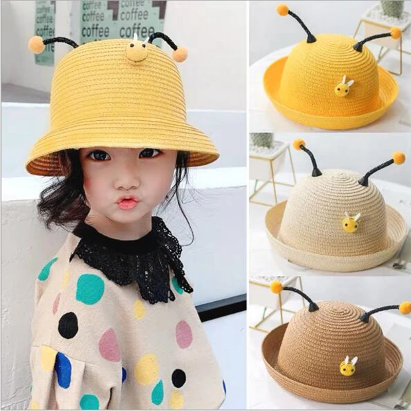 SUEF/Модная детская шапка для мужчин и женщин, Весенняя шляпа, козырек, пляжная шляпа, милая маленькая пчелка, детская соломенная шляпа, шляпа от солнца